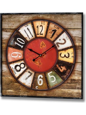 Mark Lab Ahşap Dekoratif Kare Duvar Saati 50X50
