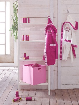 Ecocotton Little Bird Kız Çocuk Bornozu Krem Fuşya 3-4 Yaş