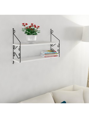 Decormet Seramoni Raf ve Kitaplık Seti 2 Raflı 200X720 Beyaz