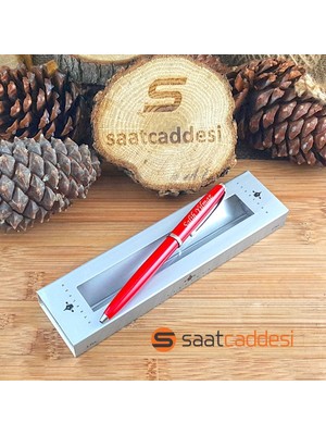 Pigoda İsme Özel Steel Pen Ay Yıldız Kırmızı Kalem