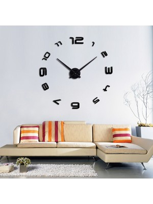 Dıy Clock Yeni Nesil 3D Duvar Saati Model 4 (Siyah)