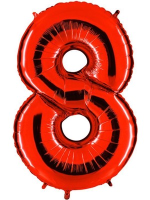 Pandoli Kırmızı Renk 100 Cm Folyo Balon Rakam 8 Yaş