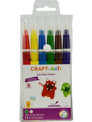 Craft and Arts Sulu Boya Kalemi 6'lı İnce Uçlu Renkli Kalem Seti Yıkanabilir