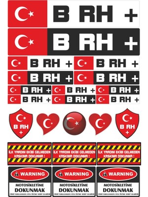 Stickermarket B RH Positif Motosiklet Sticker Seti