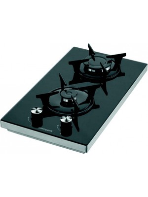 Eminçelik 41125 E 2 Gözü Gazlı Siyah Cam Set Üstü Domino Ocak