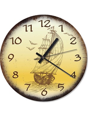 Cakasepetim Yelkenli Gemi Duvar Saati  30 X 30 Cm