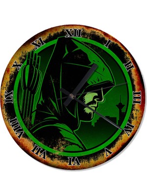 Tablomega Yeşil Okçu Dekoratif Duvar Saati 30 X 30 Cm