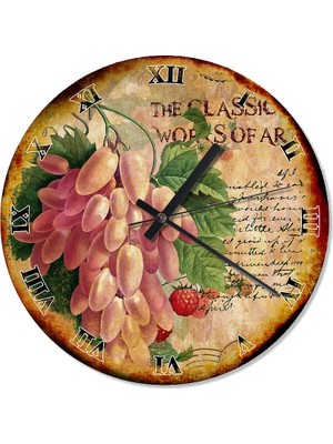 Cakasepetim Retro Pembe Üzüm Duvar Saati  30 X 30 Cm
