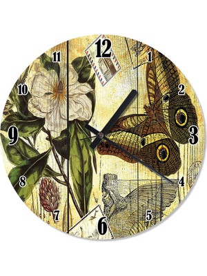 Cakasepetim Beyaz Zambak Ve Kelebek Duvar Saati  30 X 30 Cm
