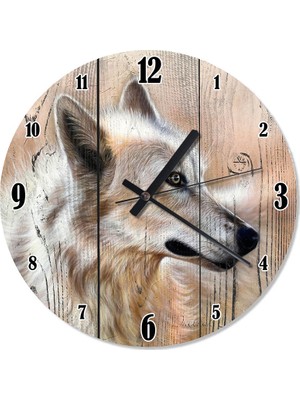 Cakasepetim Beyaz Kurt Analog Duvar Saati 30 X 30 Cm