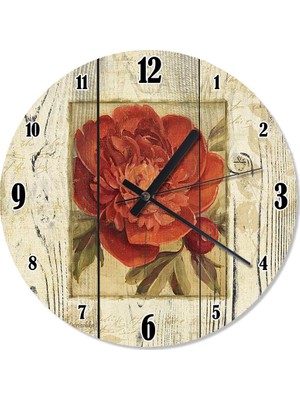 Cakasepetim Kırmızı Gül Sessiz Duvar Saati 30 X 30 Cm