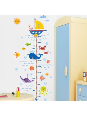 Cosy Home Gift Gelişim Boy Ölçer Sevimli Okyanus Balıkları Kayıp Balık Memo Çocuk Odası Ev Duvar Sticker