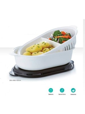 Tupperware Kristalin Süzgeçli Oval Servis 4Lt