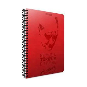 Atatürk Spiralli Sert Kapaklı Defter 17x24-120 Yaprak Kareli