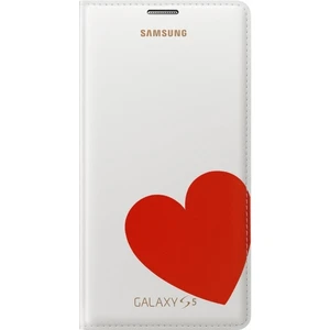 Galaxy S5 Flip Cüzdanlı Kapak (Moschino Heart White/Red)