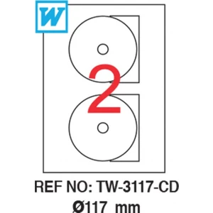 TW-3117 Lazer CD Etiketi 117mm 200 Adet Etiket
