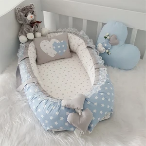 Jaju Baby Gri-Beyaz Yıldız Desenli Lüx   Babynest Set