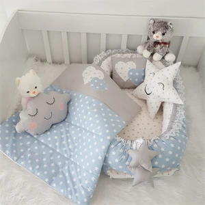 Jaju Baby Mavi Yıldız Desenli Lüx   5 Parça Babynest Set