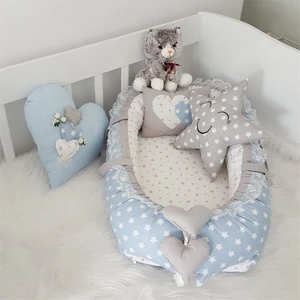 Jaju Baby Mavi Yıldızlı 4 Parça Lüx   Babynest Set