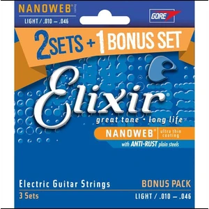 16542 Nanoweb Light 3'lü Elektro Gitar Teli (10-46)