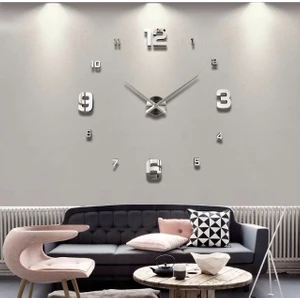 Diy Clock Büyük Boy 3D Dekoratif Duvar Saati