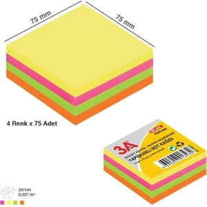 Ark 1321 Neon Yapışkanlı Not Kağıdı 76X76 4 R.