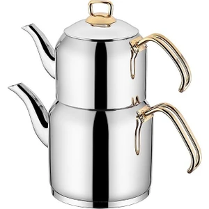 Truva Gold 3,5 Litre Aile Boy Çelik Çaydanlık Takımı