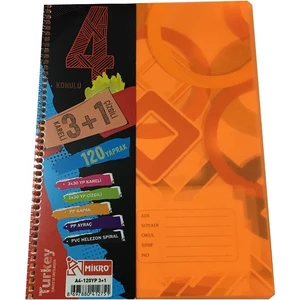 Ekonomik Spiralli 3+1 Ayraçlı Defter A4 120 Yaprak (36)
