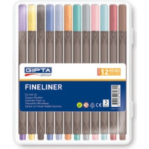 0.4 mm Fineliner Kalem Sert Plastik Kutu 12 Renk