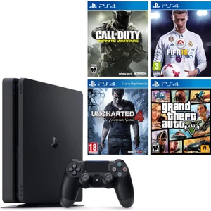 Ps4 Slim 500Gb + Ps4 Call Of Duty Infınıte Warfare + Ps4 Fifa 18 + Ps4 Uncharted 4 + Ps4 Gta 5