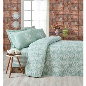 Enlora Home Kapitone Yatak Örtüsü Seti Tek Kişilik Pure SuYeşili
