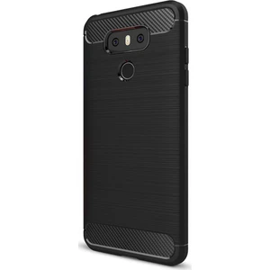 LG G6 Brushed Carbon Fiber Silikon TPU Kılıf + Tempered Cam