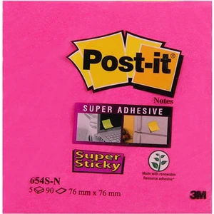 Post-It 654S-N Not Kağıdı 76X76 Mm Super Sticky 5 Renk 90 Yaprak