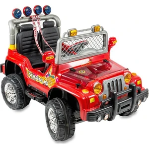 Akülü 504-Kırmızı Mega Jeep Çift Kişilik Akülü Araba