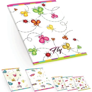 Keskin Color Plastik Kapak Fly A4 60 Yaprak Çizgili Defter - Kelebek Desenli