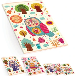 Keskin Color Plastik Kapak A4 60 Yaprak Kareli Defter - Baykuş Desenli