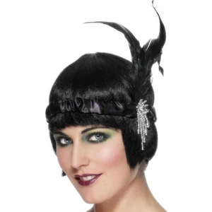 Siyah Renk Çarliston Tüylü Saç Bandı