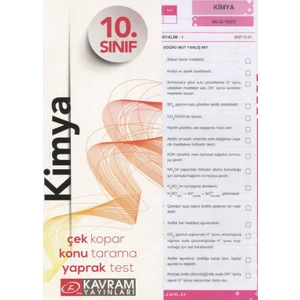 Kavram Yayınları 10. Sınıf Kimya Yaprak Testi
