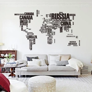Cosy Home Gift Dünya Haritası Ülke Adları Xxl Duvar Sticker Dünya Ülkeleri Atlas Dekor 190X116 Cm