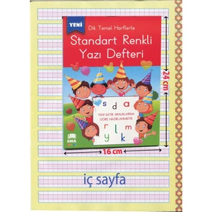 Standart Renkli Yazı Defteri Dik Temel Harflerle