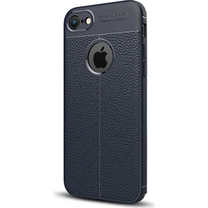 Apple iPhone 7 Kılıf Niss Tarz Deri Görünüm Silikon + Cam