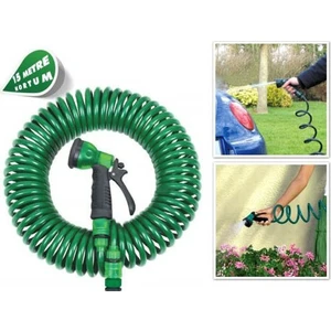 15 Metre Spiral Hortum + 4 Fonksiyonlu Özel Sulama Tabancası