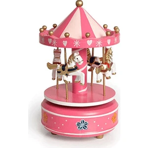 Nostaljik El Yapımı Atlıkarınca Müzik Kutusu - PEMBE