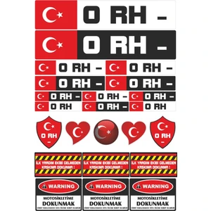 Stickermarket O RH Negatif Motosiklet Sticker Seti