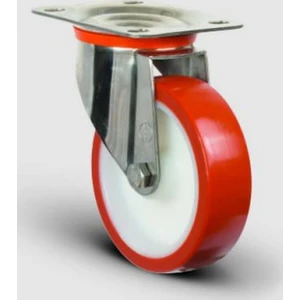 Ssez01Zbp100 Paslanmaz Döner Tablalı Tekerlek Çap:100 Poliüretan Inox Sanayi Tekerleği, Oynak Tabla Bağlantılı, Bilya Rulmanlı