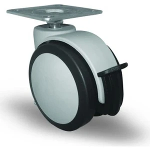 Ec01Mkt75F Döner Tablalı Frenli Poliüretan Tekerlek Çap:75 Oynak Frenli Tabla Bağlantılı, Burçlu Mobilya Tekerleği Medikal Ekipman Tekeri