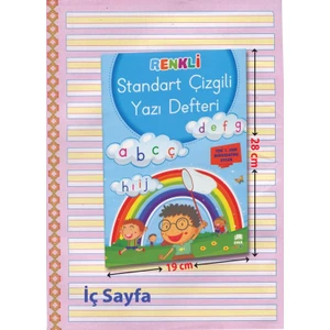 Renkli Standart Çizgili Yazı Defteri A4 Ebat