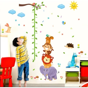 Cosy Home Gift Gelişim Boy Ölçer Aslan Maymun Sincap Büyük Boyut Çocuk Odası Ev Sticker Duvar Çıkartması 155X165Cm