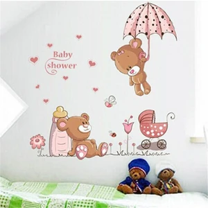 Cosy Home Gift Çocuk Ve Bebek Odası Duvar Sticker Sevimli Pembe Ayı Baby Shower 90X80Cm