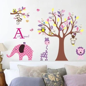 Cosy Home Gift Çocuk Odası Duvar Sticker Fil Zürafa Maymun Aslan Orman Doğa Büyük Görsel 107X80 Cm Dir